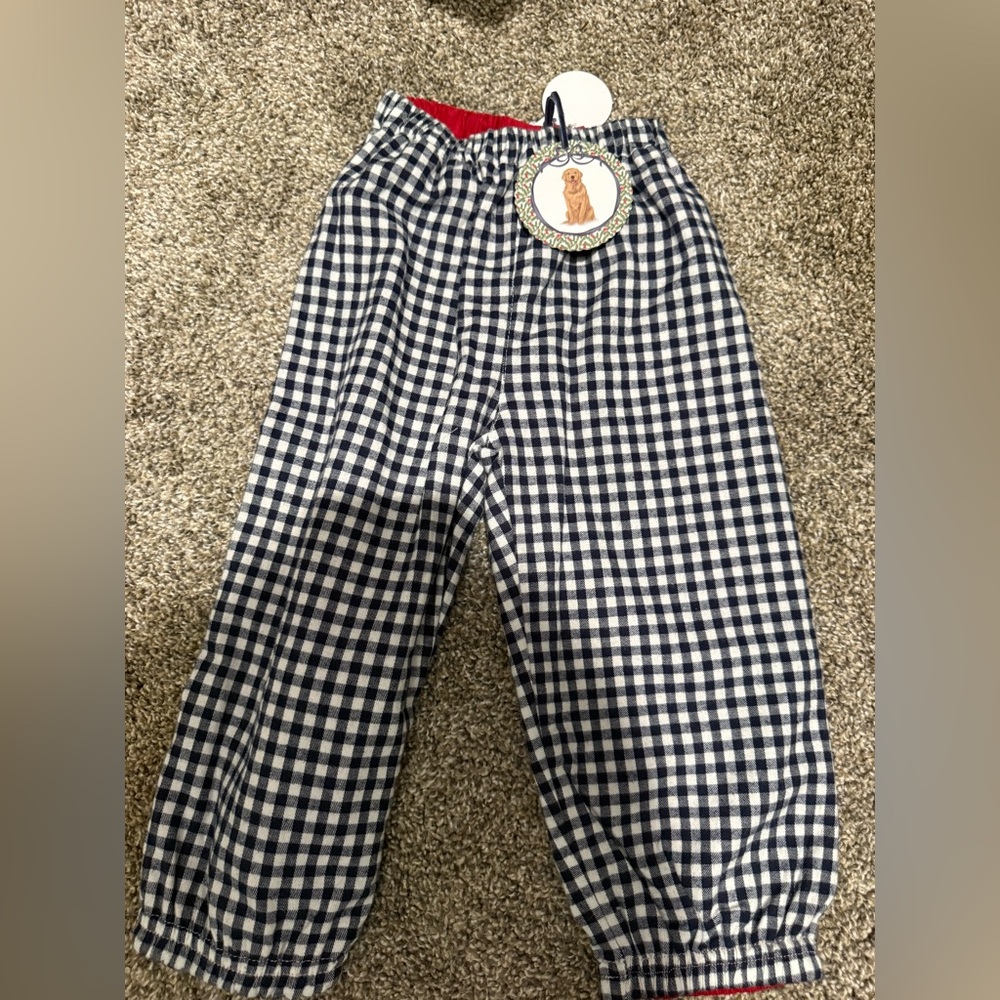 Edgehill Collection Navy and White Gingham Parachute/Jogger Pants